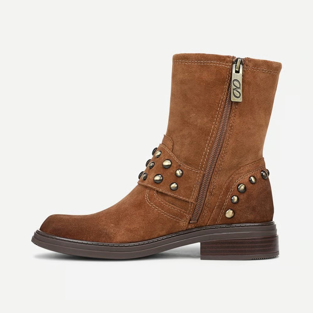 Naturalizer Womens Optimus Moto Boot Dark Chestnut Brown Stud Suede 11 M - Picture 5 of 12
